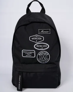 Black Mono Badge Backpack