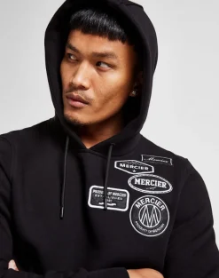 Black Mono Badge Hoodie
