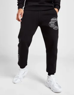 Black Mono Badge Joggers
