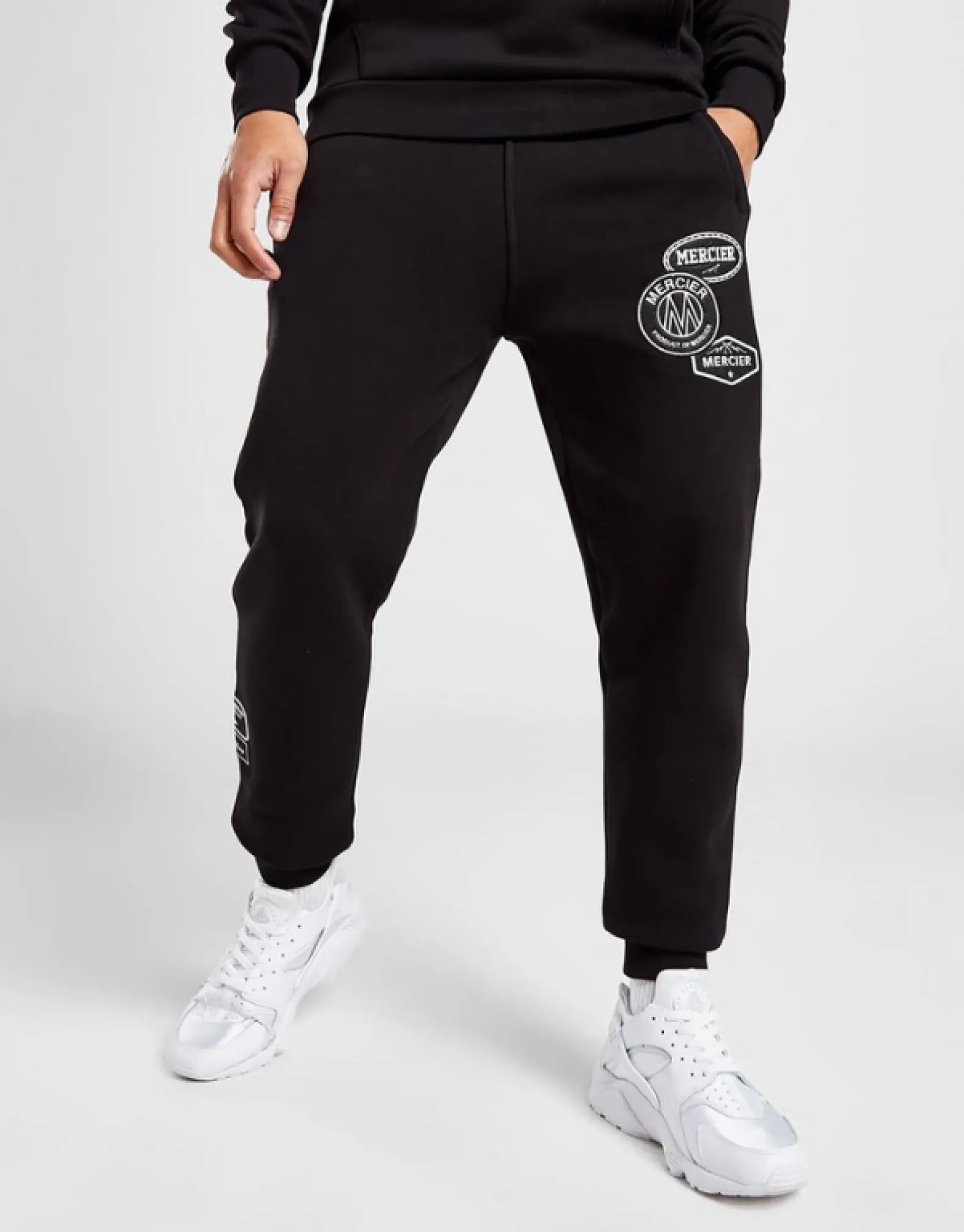 Black Mono Badge Joggers