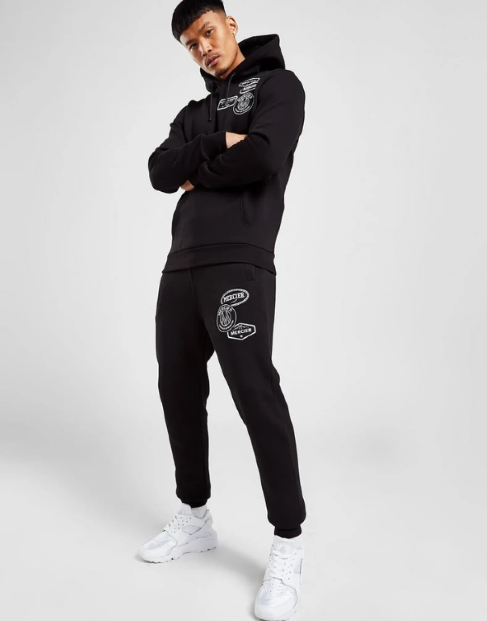 Black Mono Badge Joggers