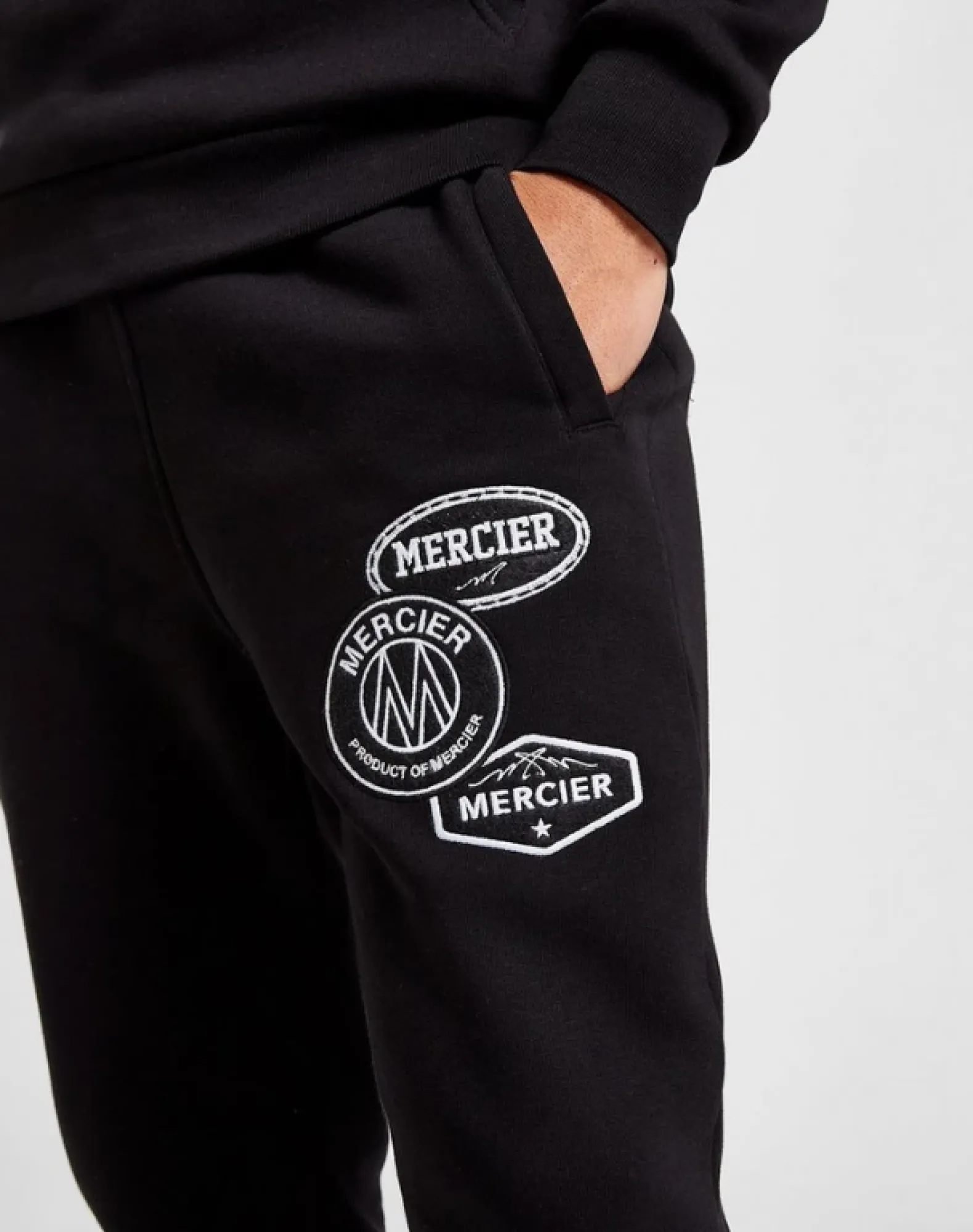 Black Mono Badge Joggers