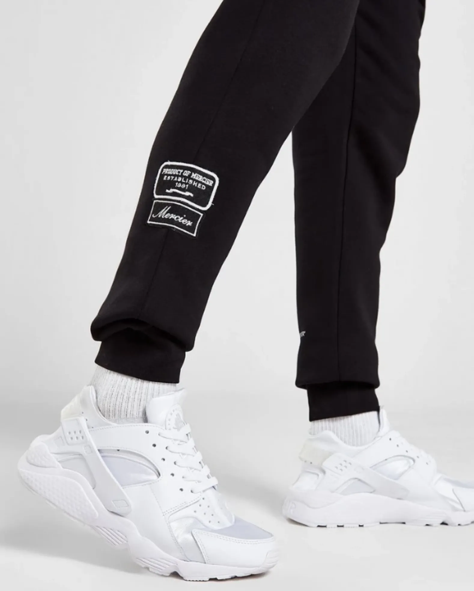 Black Mono Badge Joggers