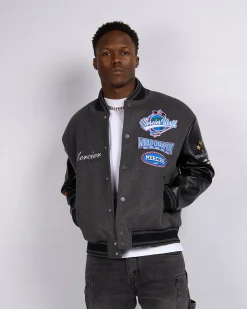Black Steel Rodman Varsity Jacket