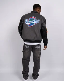 Black Steel Rodman Varsity Jacket