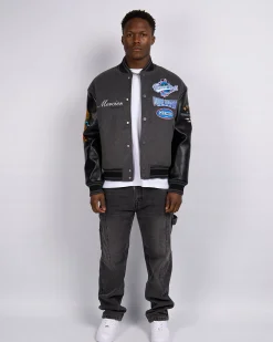 Black Steel Rodman Varsity Jacket