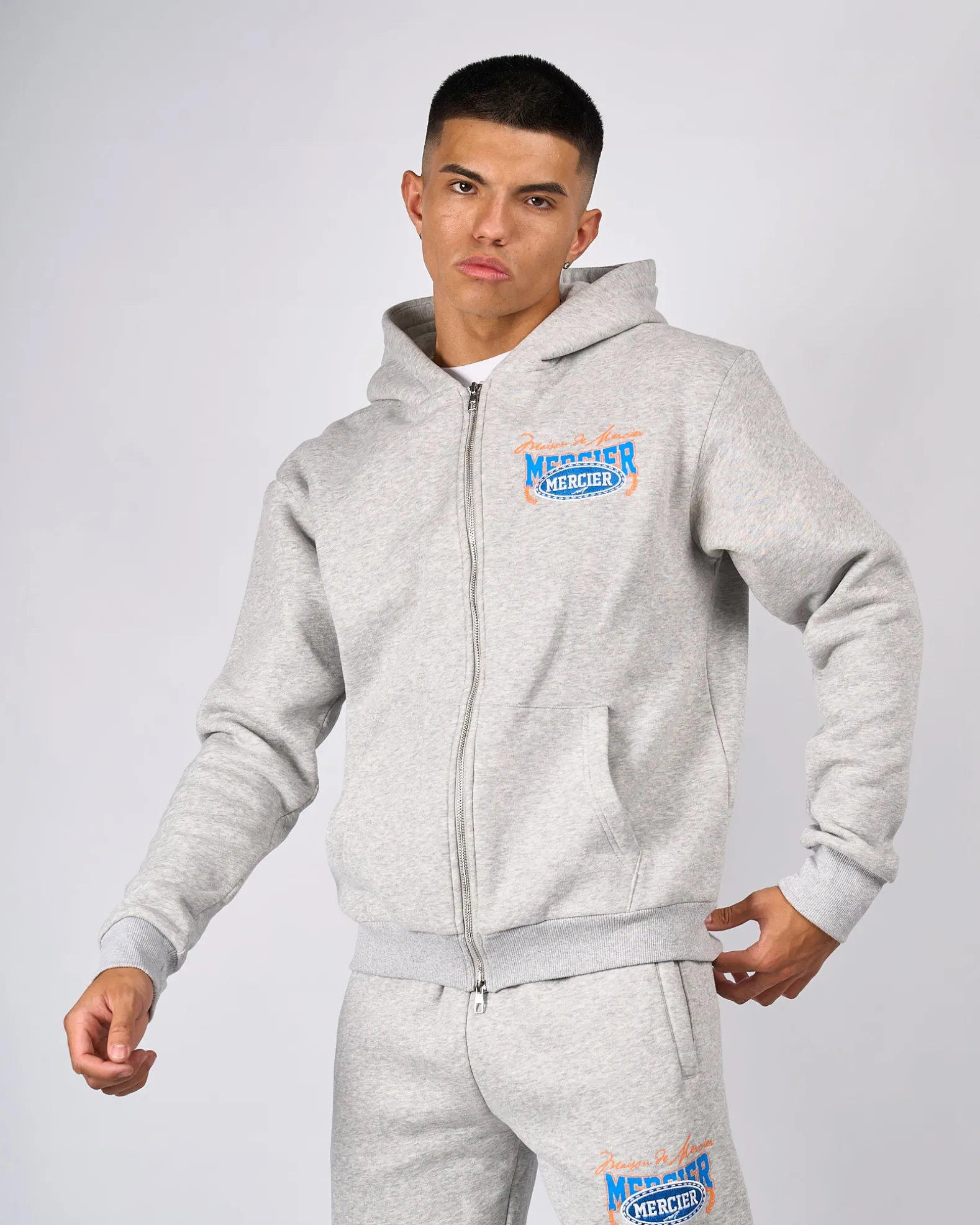 Grey Marl Maison De Mercier Zip Hood
