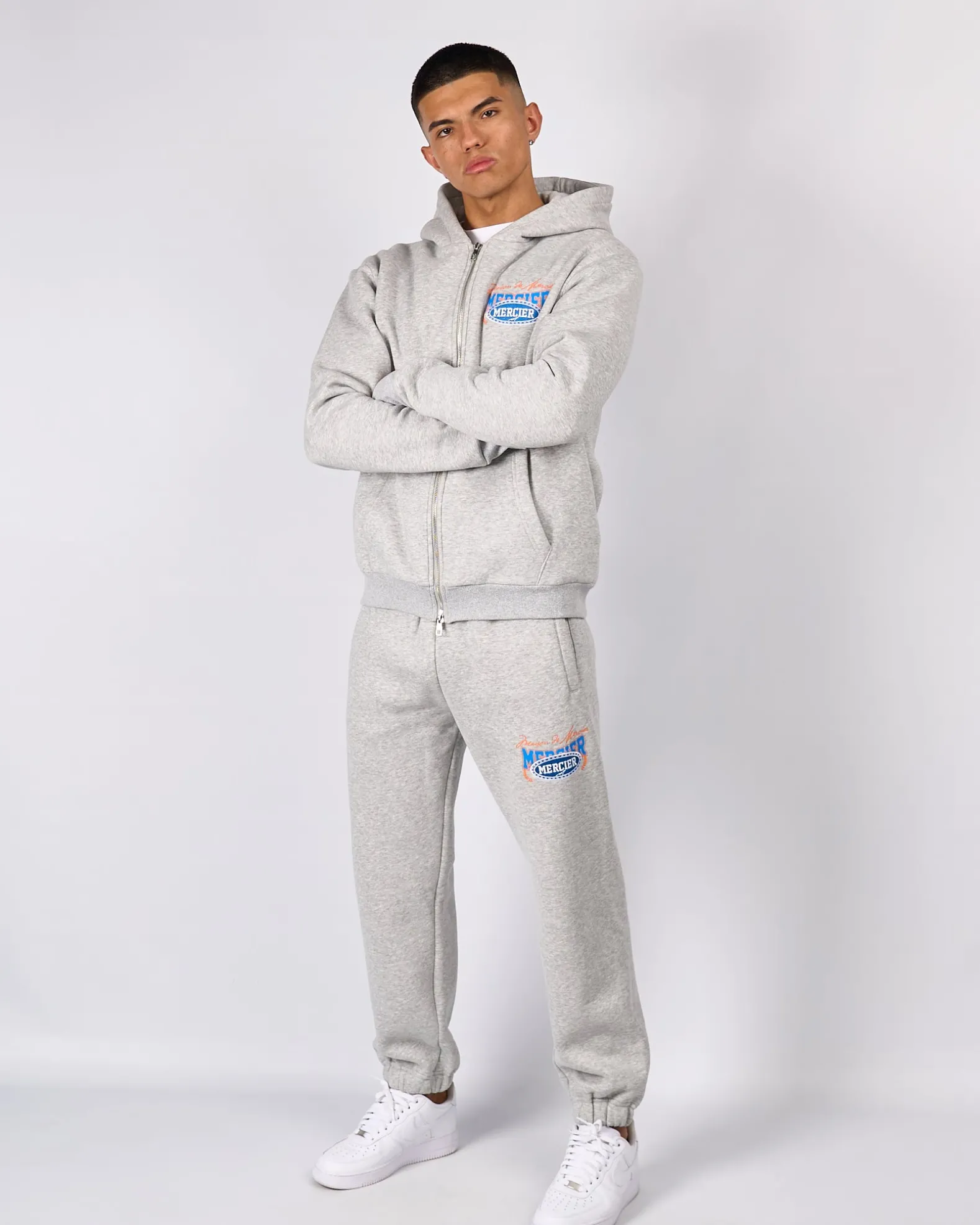 Grey Marl Maison De Mercier Zip Hood