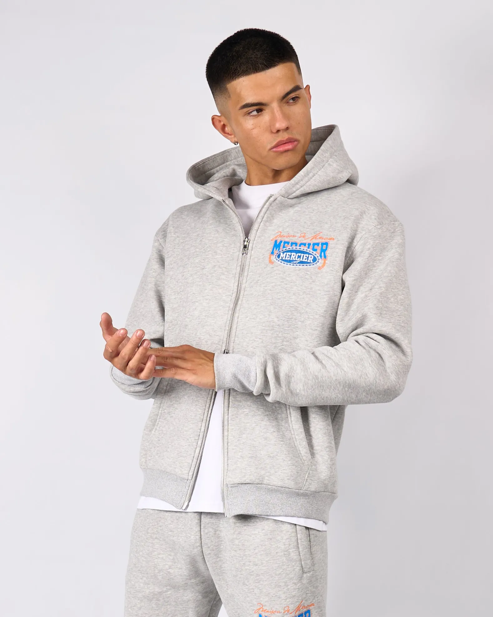 Grey Marl Maison De Mercier Zip Hood