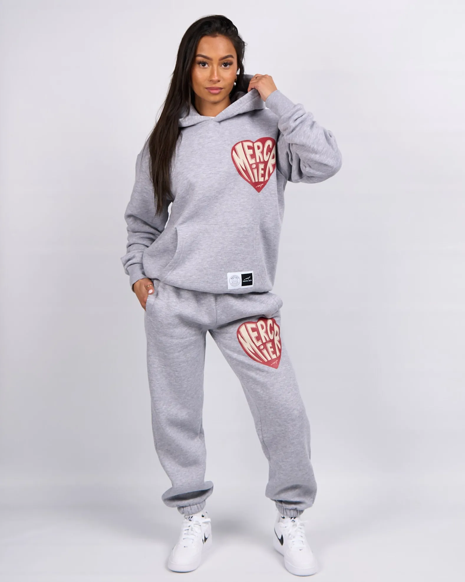 Grey Marl Mercier Heart Hoodie