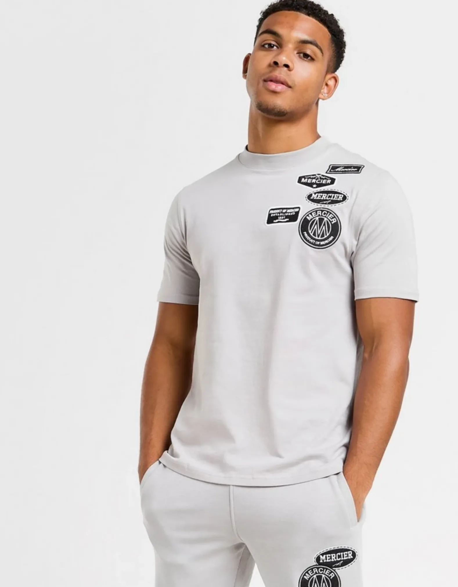 Pebble Grey Mono Badge Tshirt
