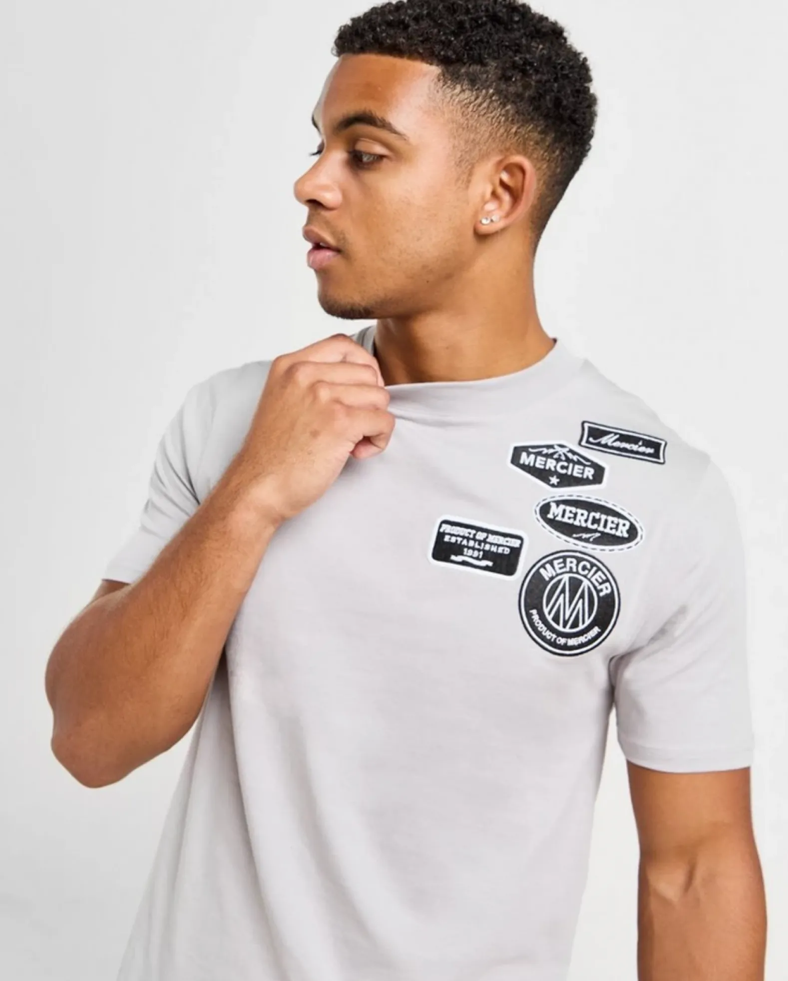 Pebble Grey Mono Badge Tshirt