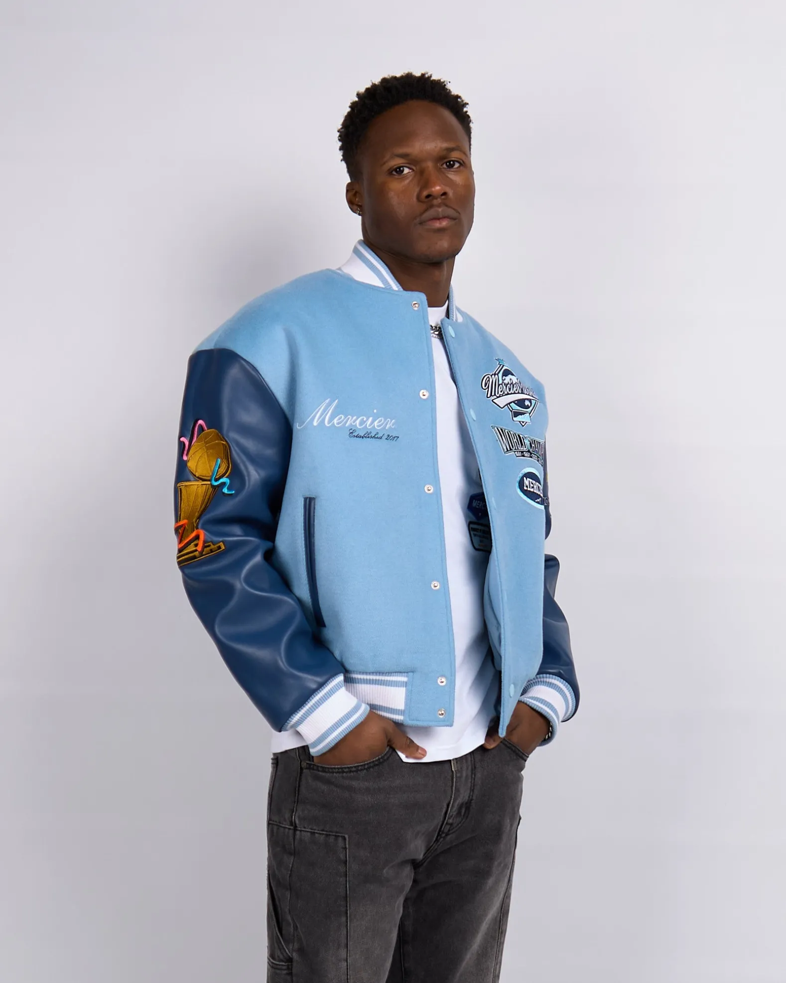 Placid Blue Navy Rodman Varsity Jacket