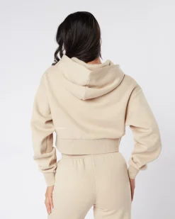 Womens Almond OG Badge Cropped Zip Up