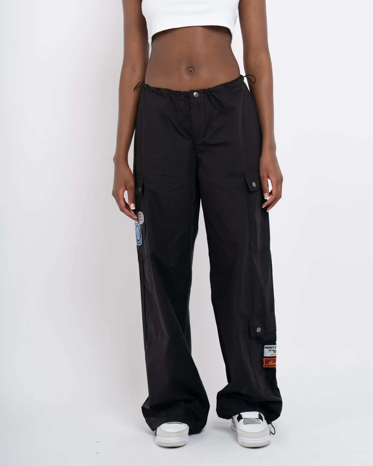 Womens Black Badge Parachute Cargos