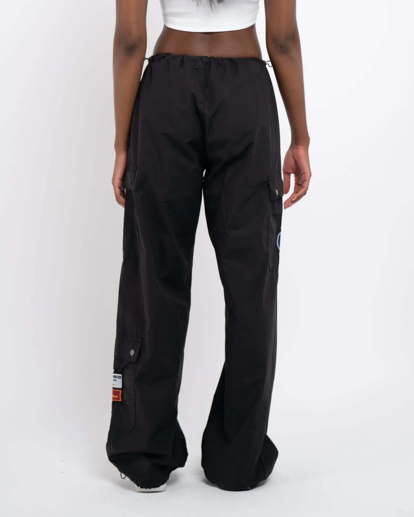 Womens Black Badge Parachute Cargos