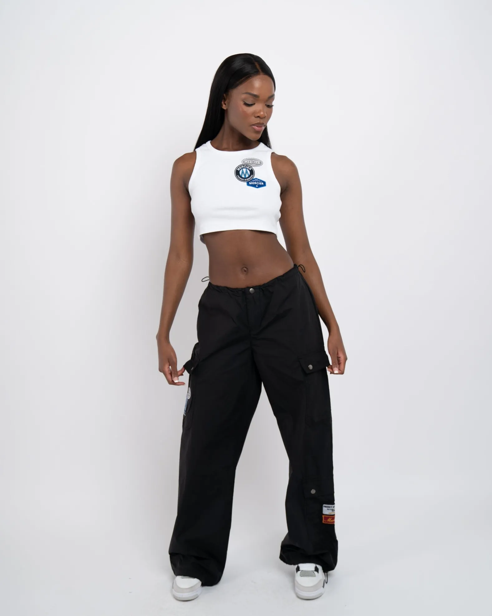 Womens Black Badge Parachute Cargos