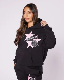 Womens Black Badge Star Hoodie