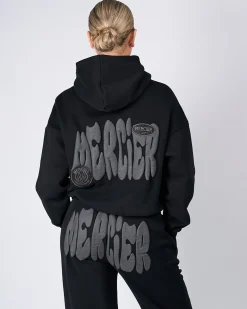 Womens Black Charcoal Bubble Hoodie