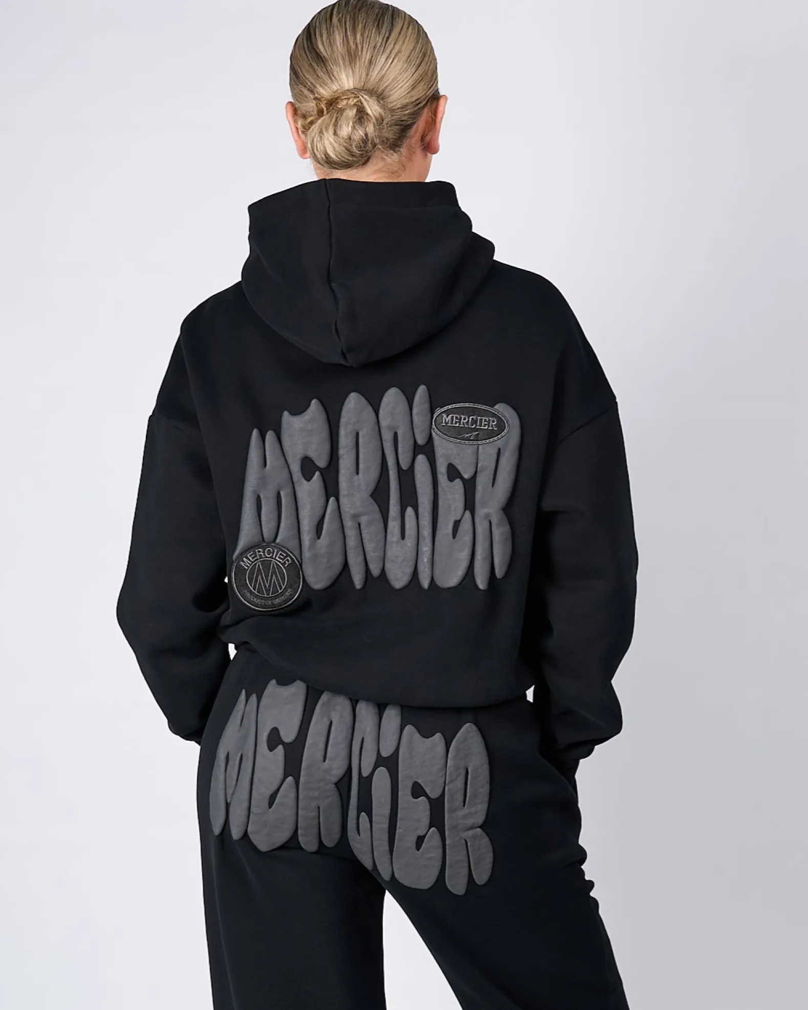 Womens Black Charcoal Bubble Hoodie