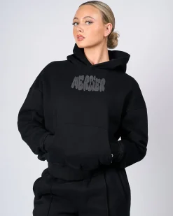 Womens Black Charcoal Bubble Hoodie