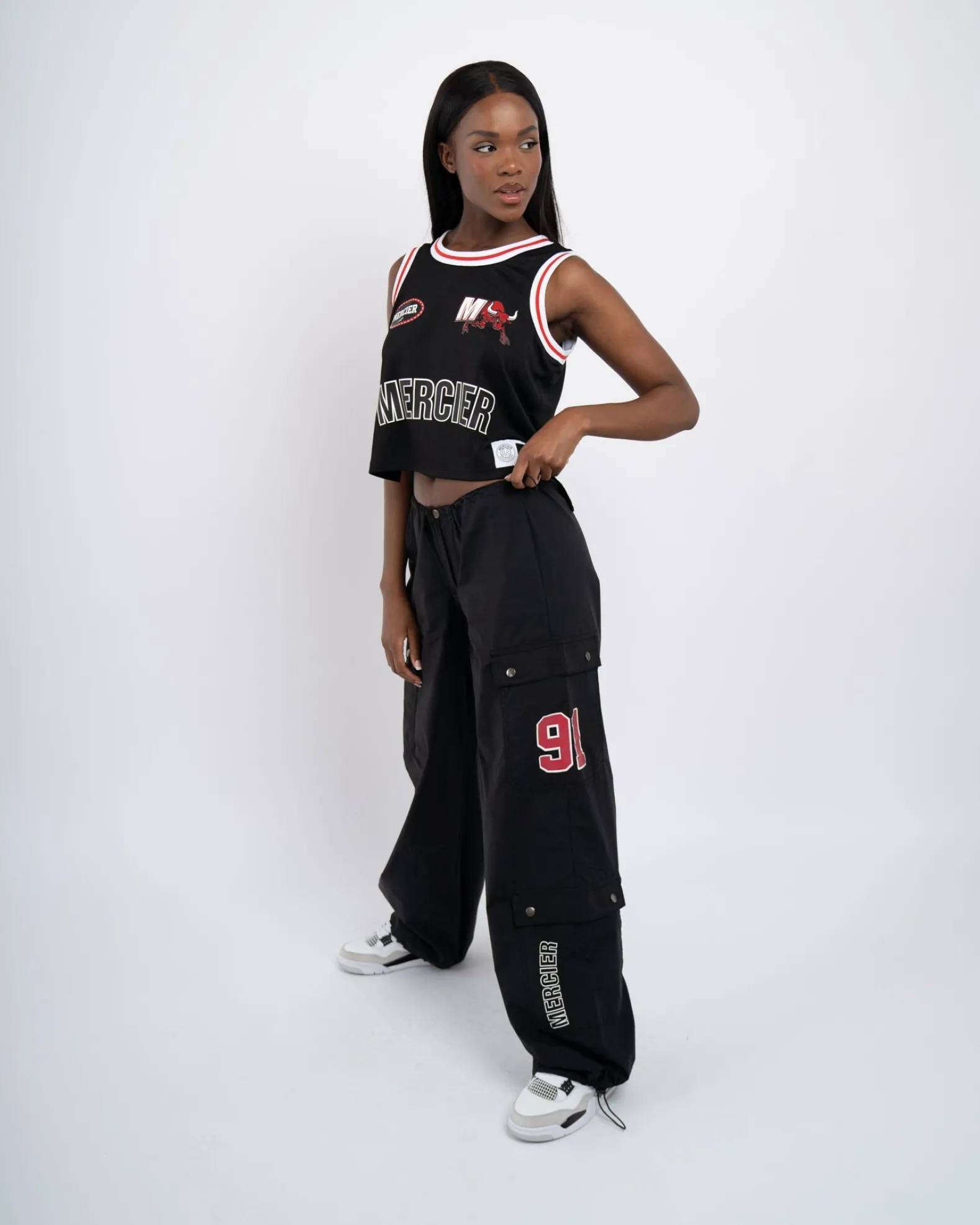 Womens Black Crawford Parachute Cargos