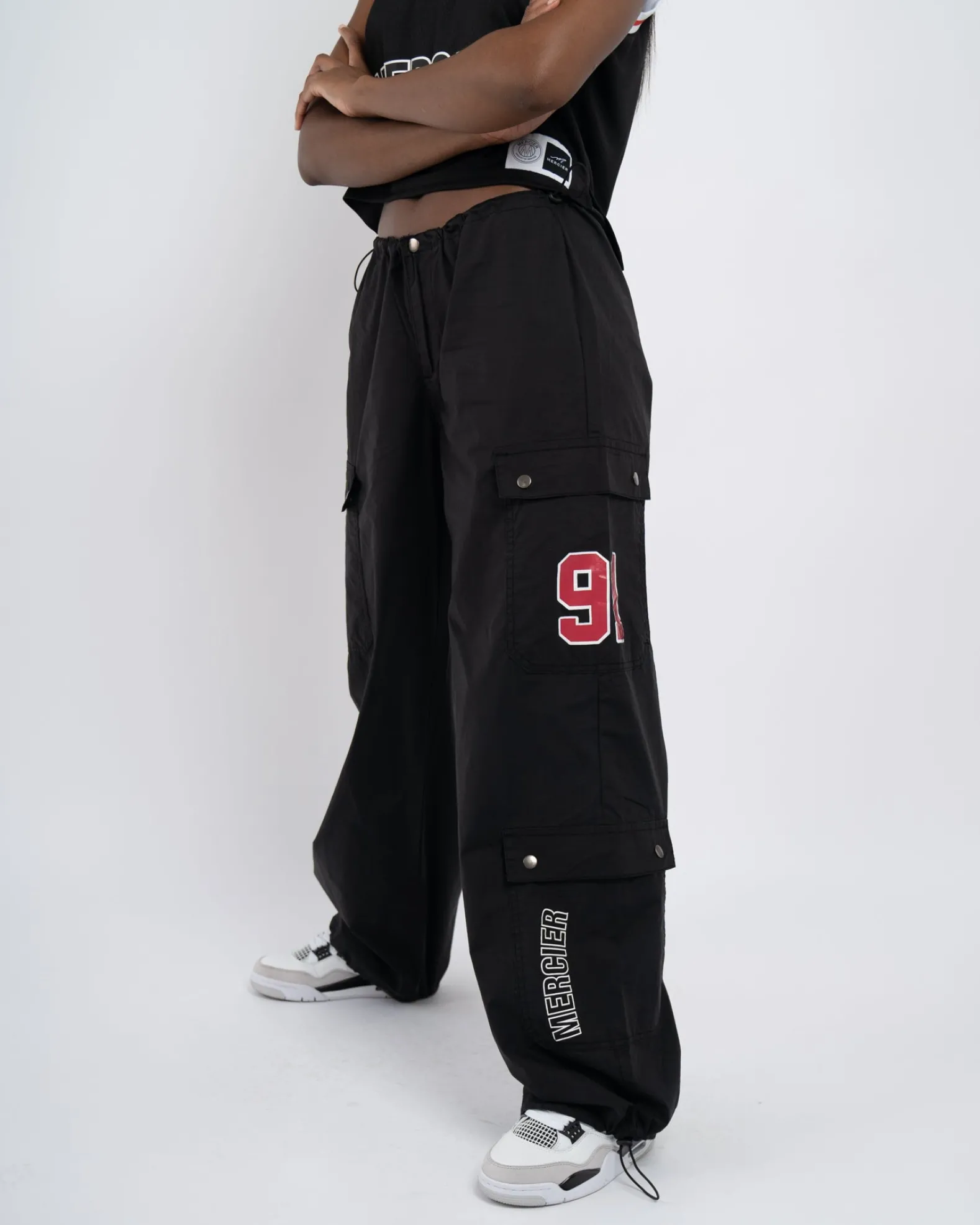 Womens Black Crawford Parachute Cargos