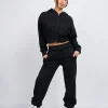 Womens Black Distressed Joggers