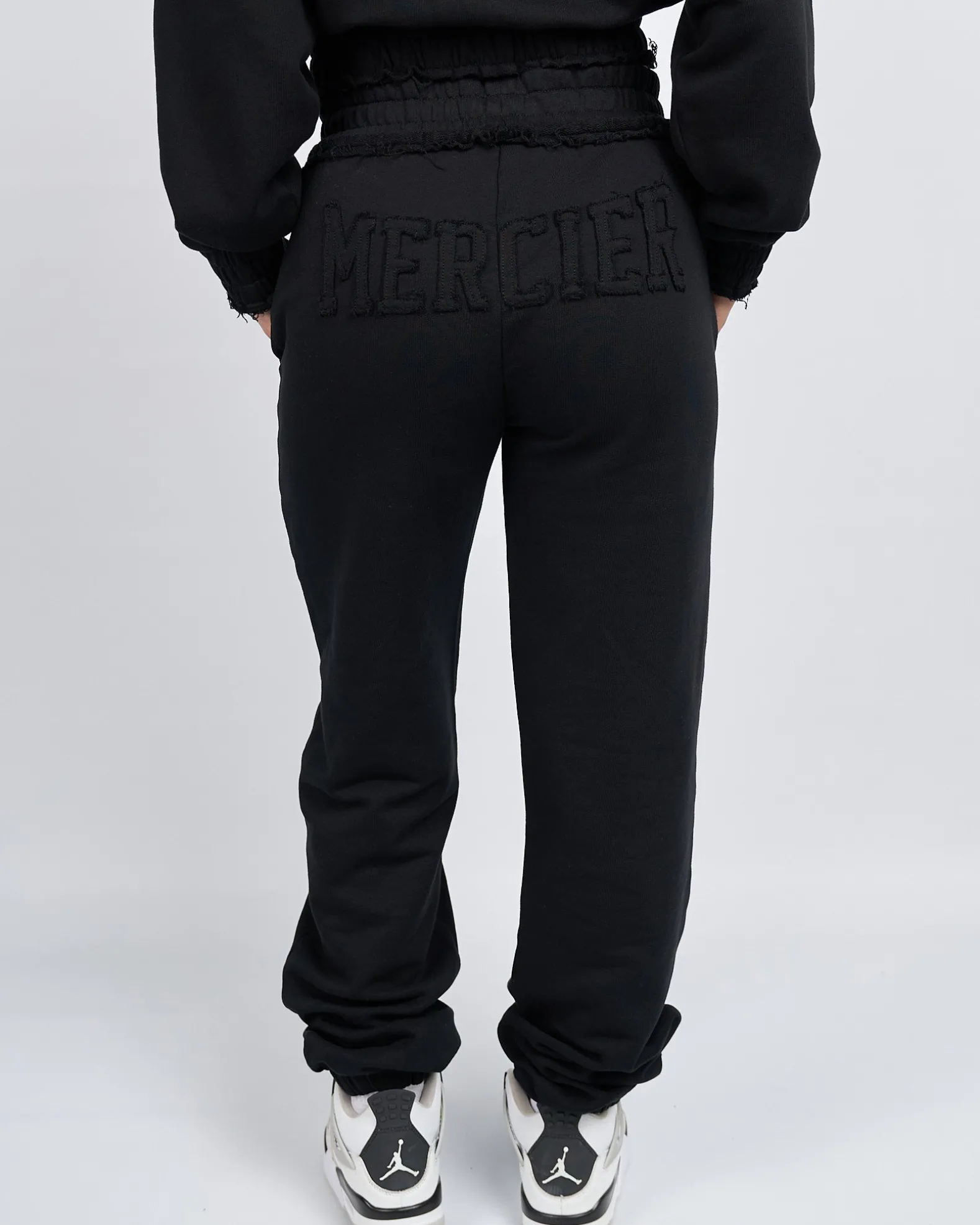 Womens Black Distressed Joggers