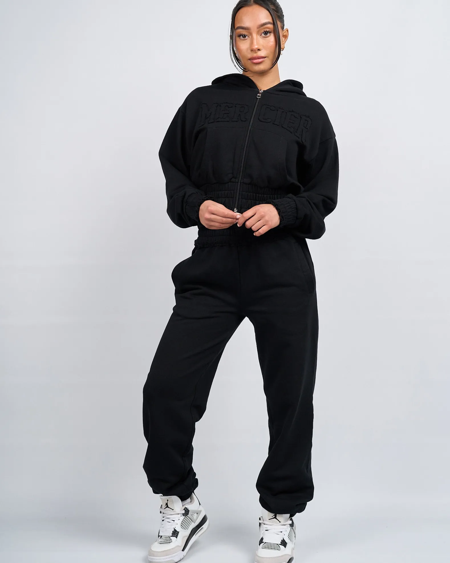 Womens Black Distressed Joggers