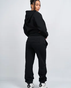 Womens Black Distressed Joggers