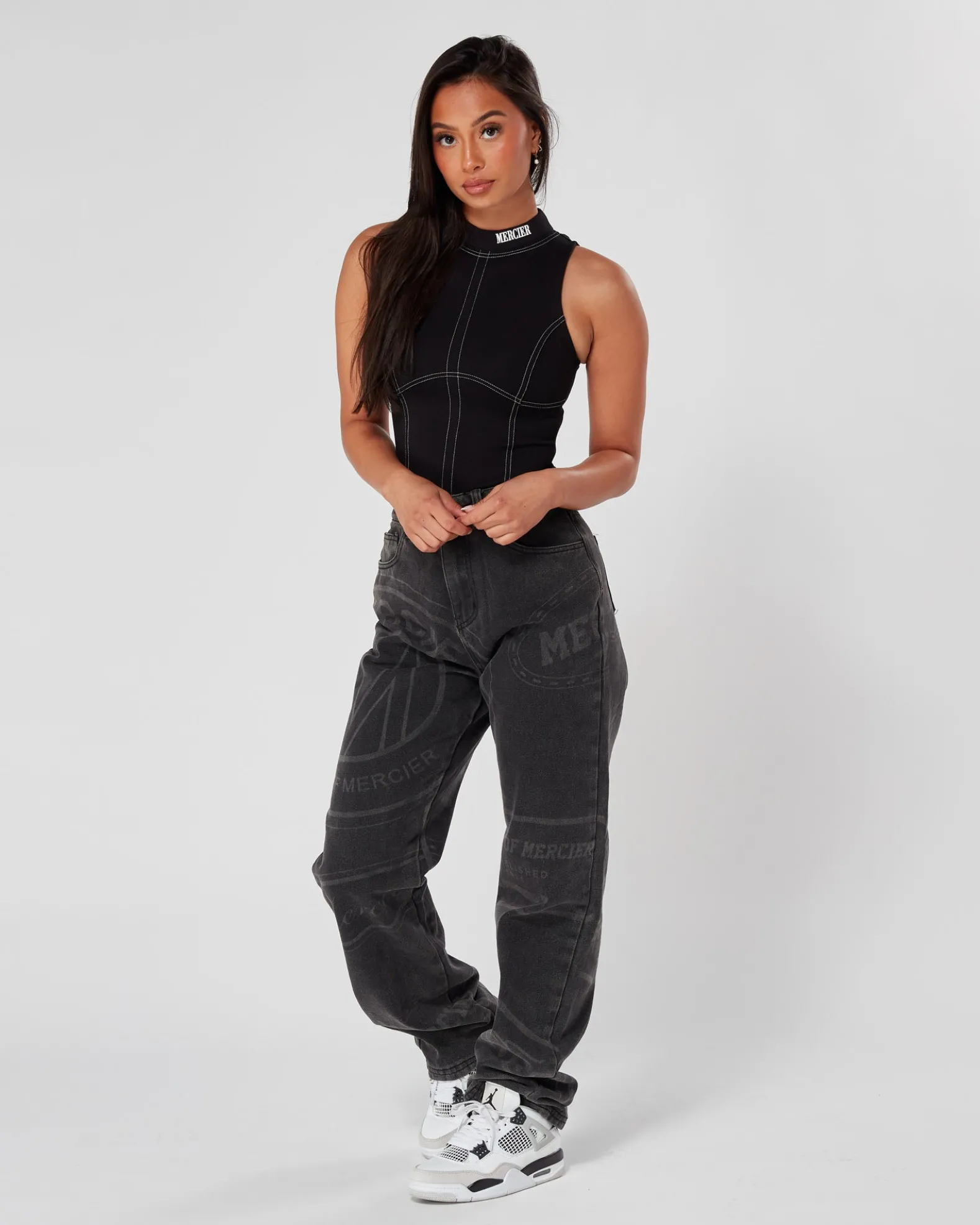 Womens Black Maison Stitch Bodysuit