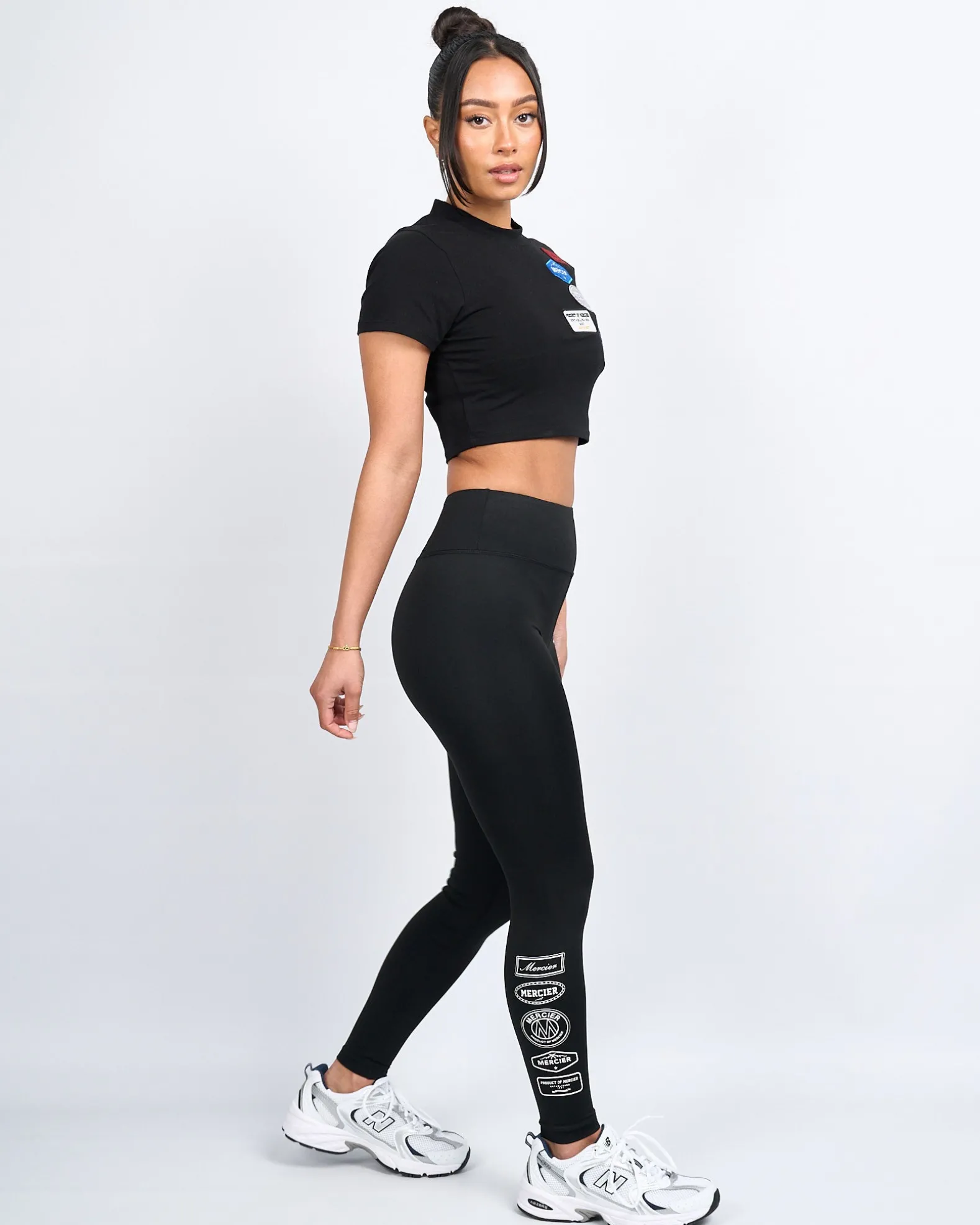 Womens Black Mercier 2.0 Badge Leggings