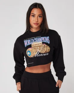 Womens Black Mercier World Champions Crop