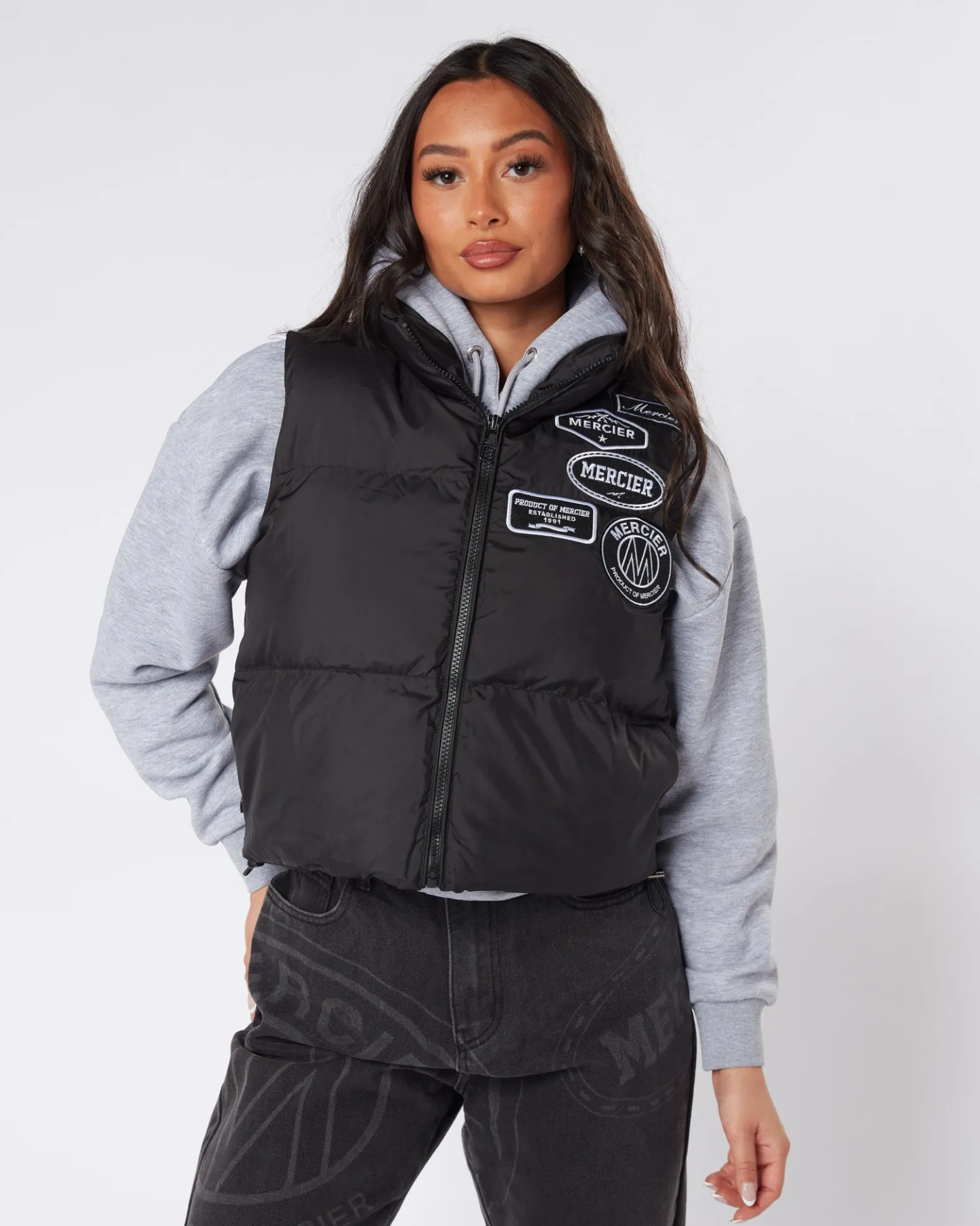 Womens Black Mono Badge Gilet