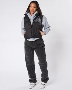 Womens Black Mono Badge Gilet