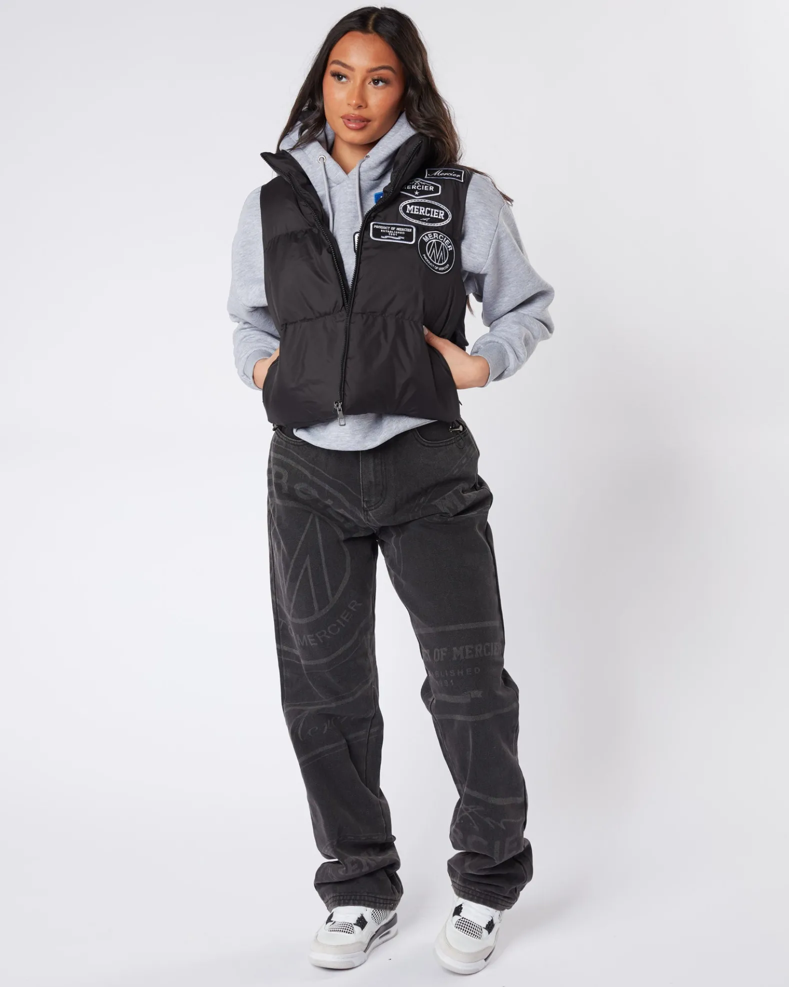 Womens Black Mono Badge Gilet