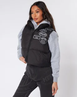 Womens Black Mono Badge Gilet