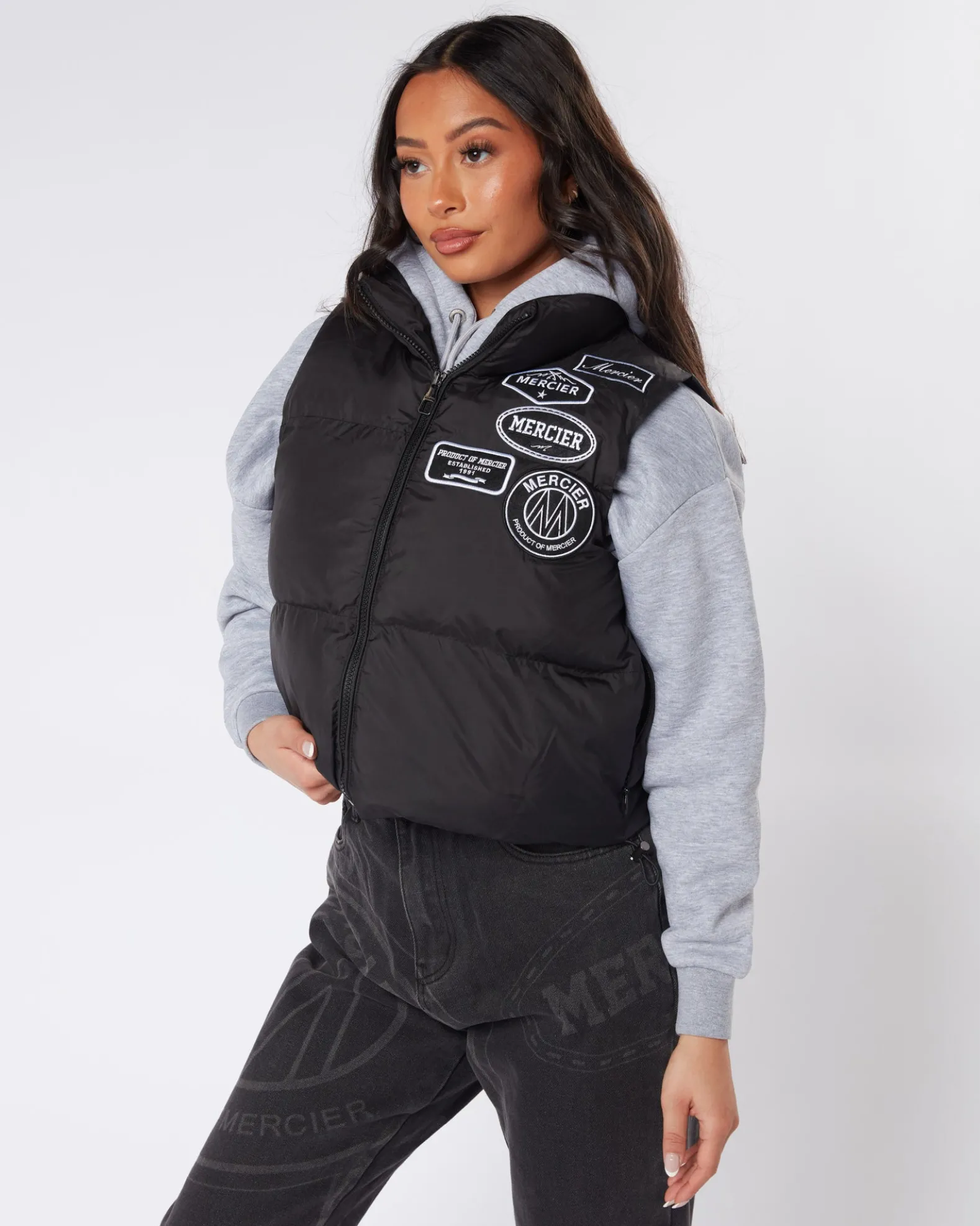 Womens Black Mono Badge Gilet