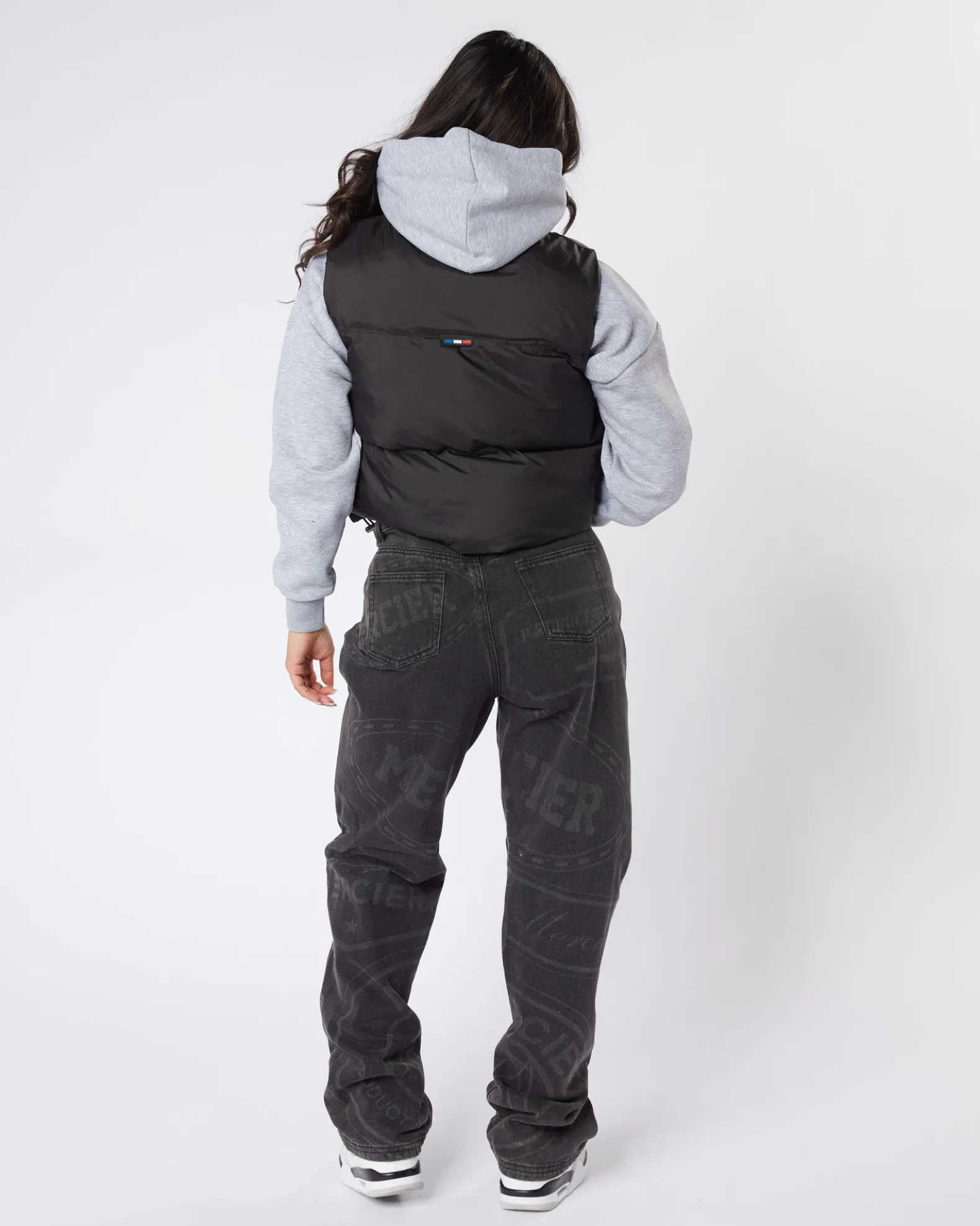 Womens Black Mono Badge Gilet