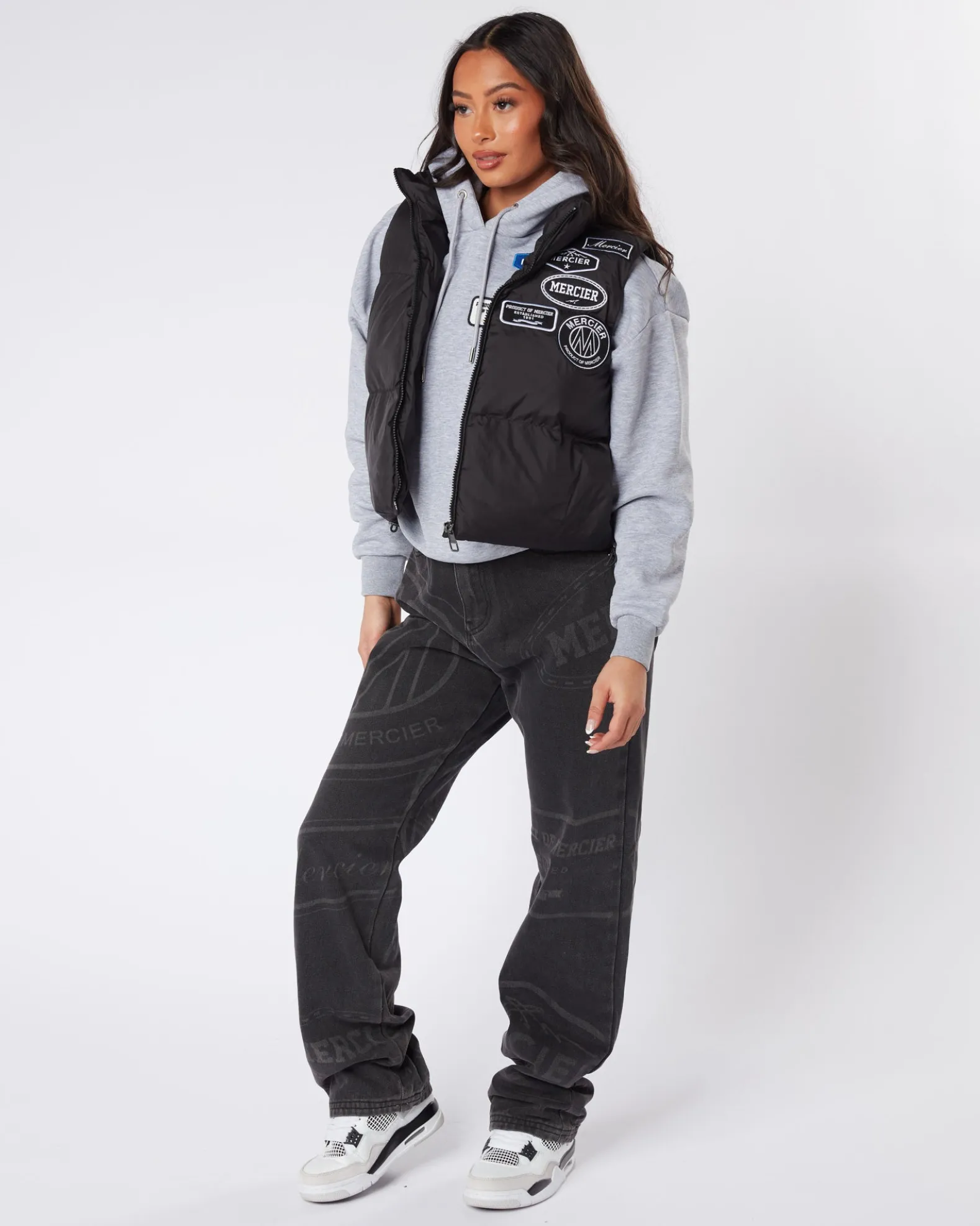 Womens Black Mono Badge Gilet