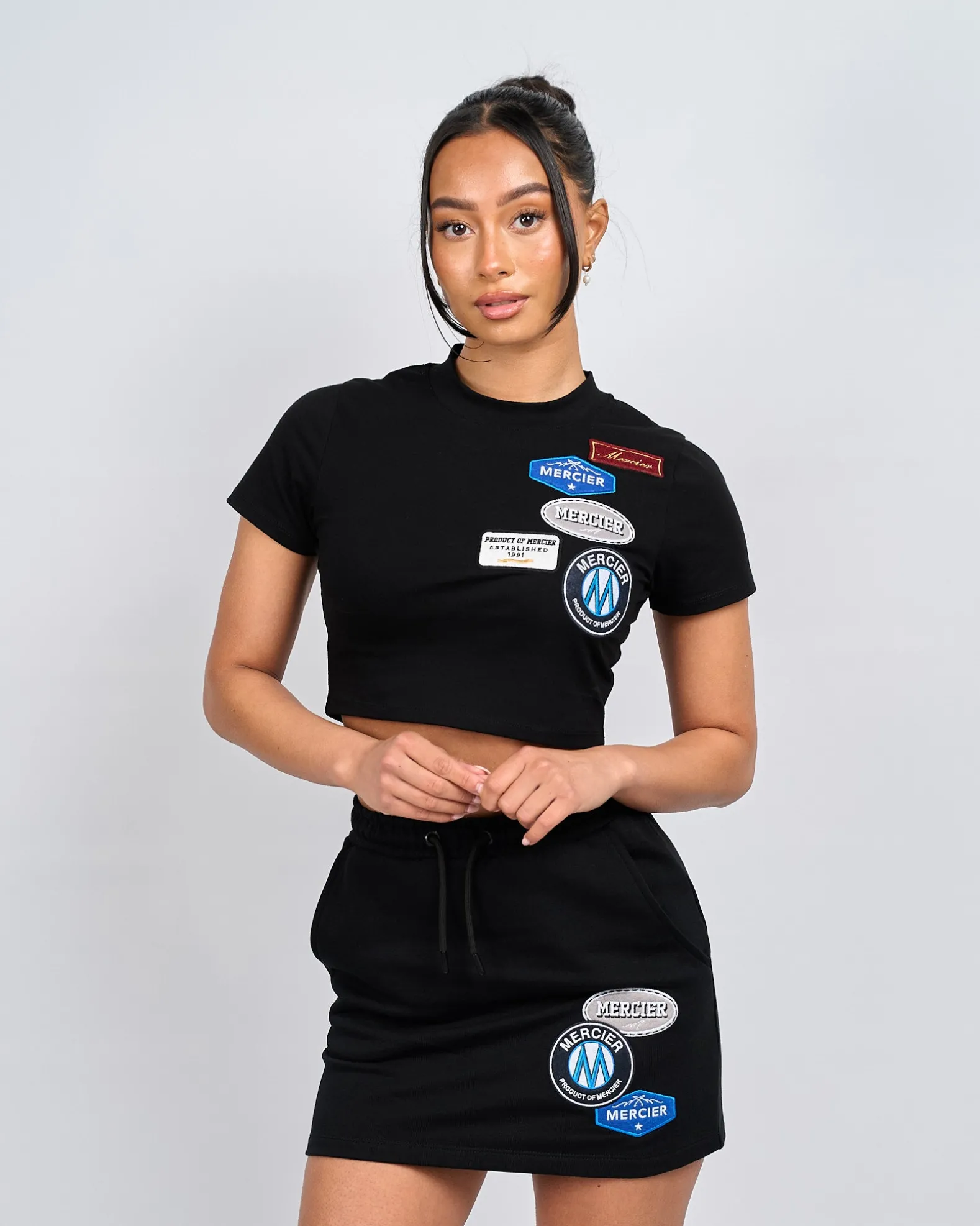 Womens Black OG Badge Cropped Baby Tshirt