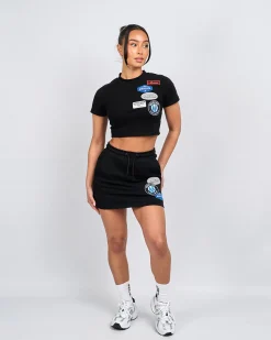Womens Black OG Badge Cropped Baby Tshirt