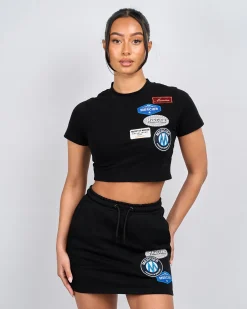 Womens Black OG Badge Mini Skirt