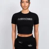 Womens Black Score Diamante Baby Tshirt