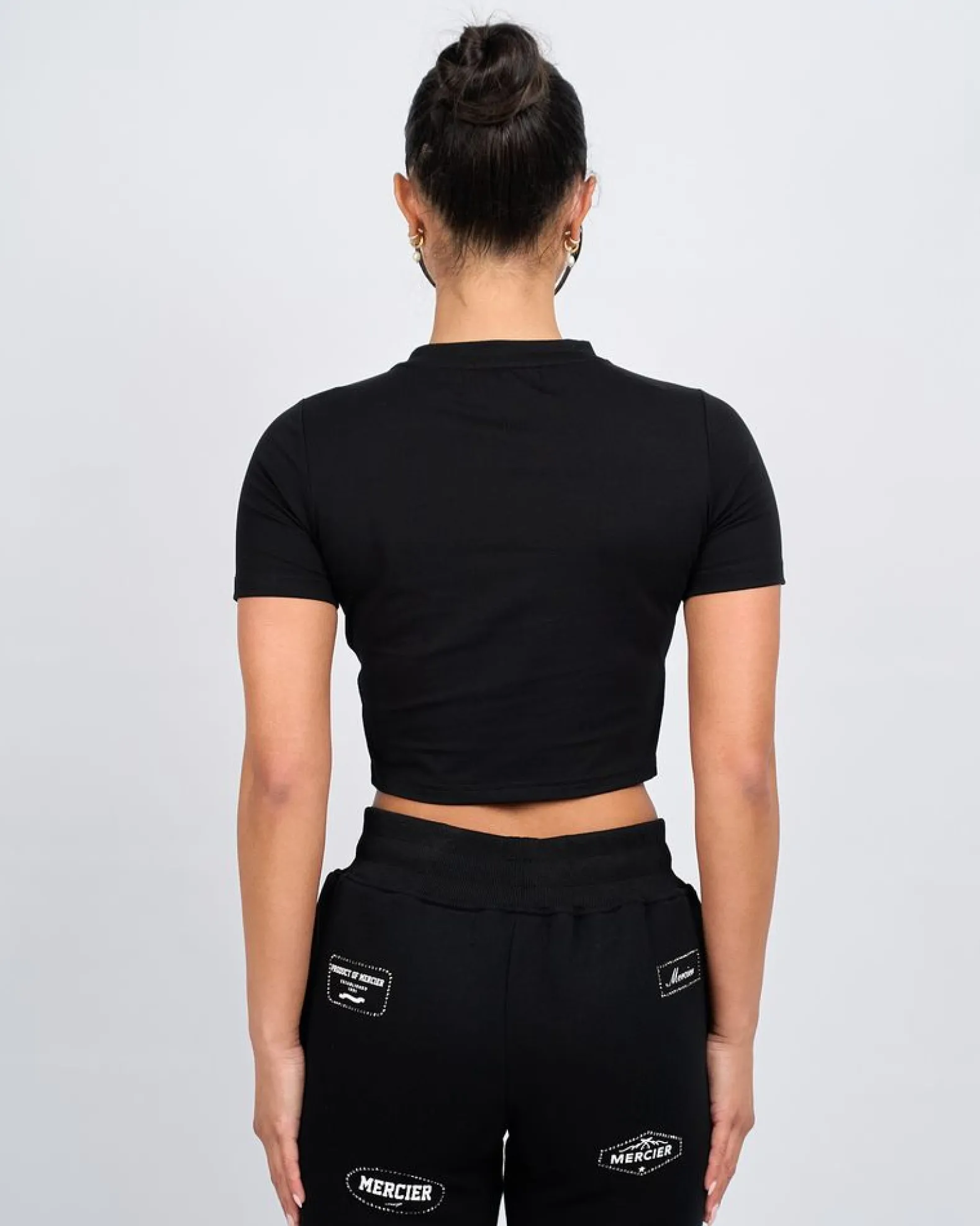 Womens Black Score Diamante Baby Tshirt