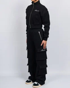 Womens Black Signature Jersey Cargo Pants