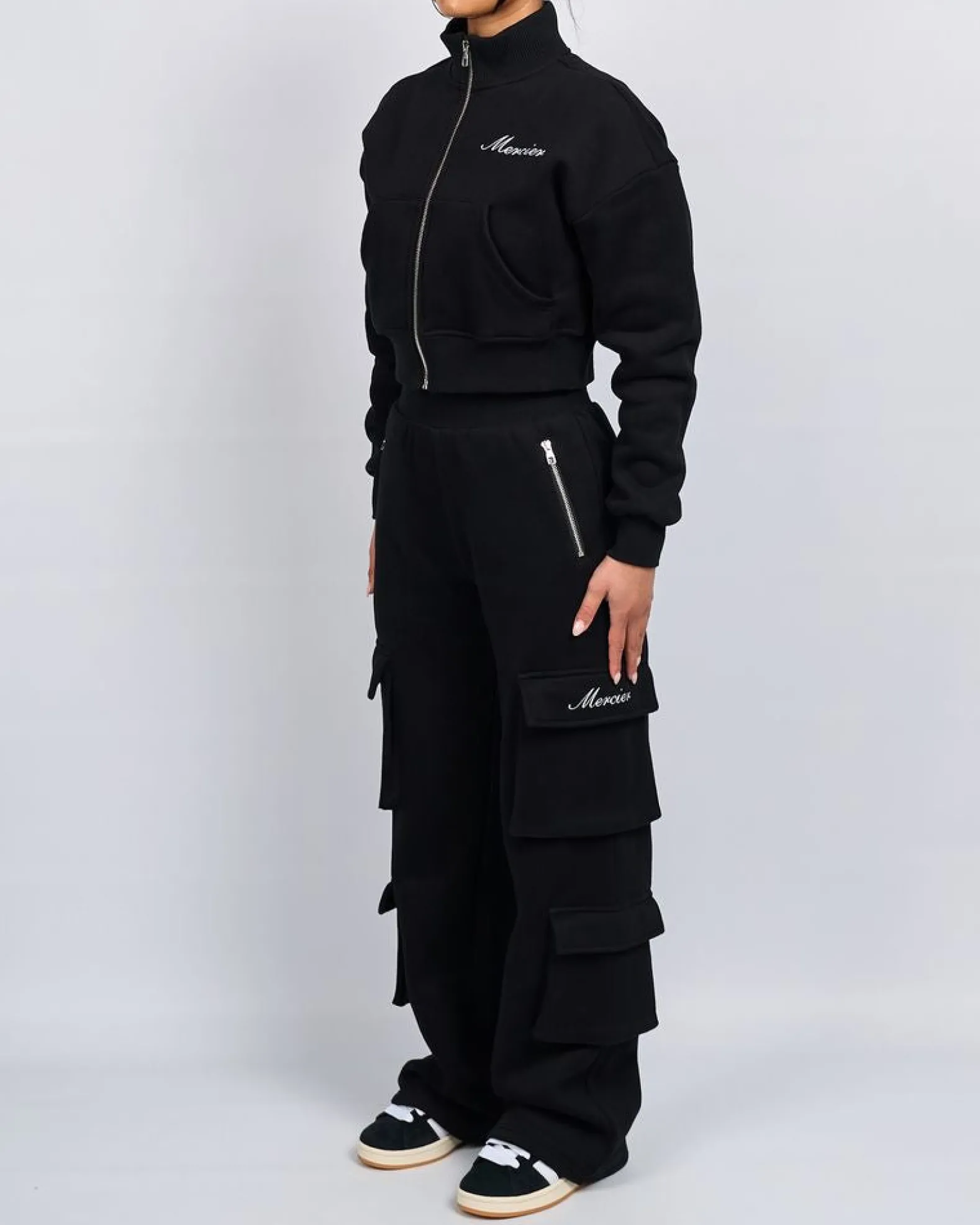 Womens Black Signature Jersey Cargo Pants