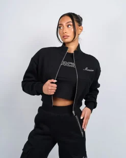Womens Black Signature Jersey Track Jacket