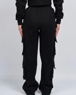 Womens Black Signature Jersey Cargo Pants